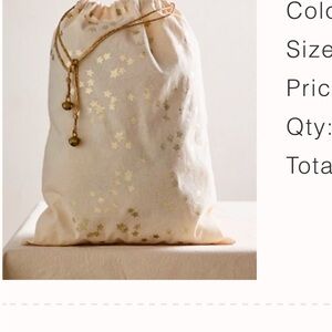 Free People Cream and Gold Star Cosmetic Bag